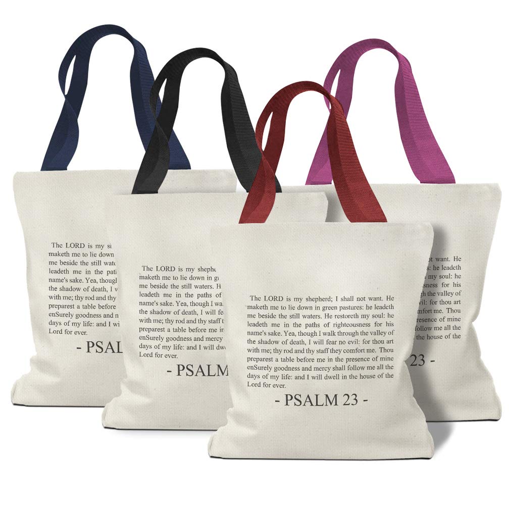 Custom Canvas Tote Bag with Psalm 23 Bible Verse - Inspirational Christian Gift for Women - Reusable Shopping & Beach Bag for Daily Use, Church, Travel