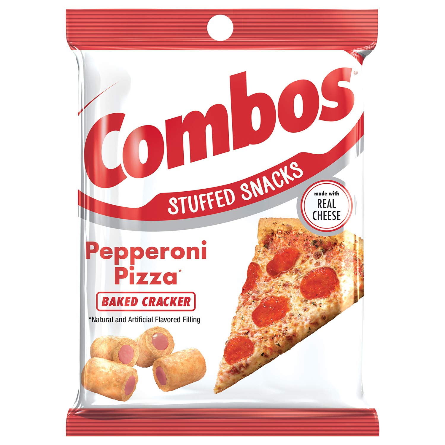 COMBOS Pepperoni Pizza Baked Snacks - Crunchy Crackers with Real Cheese - 6.3oz Bag (6 Pack) | Perfect for School Lunches, Road Trips & Office Snacks
