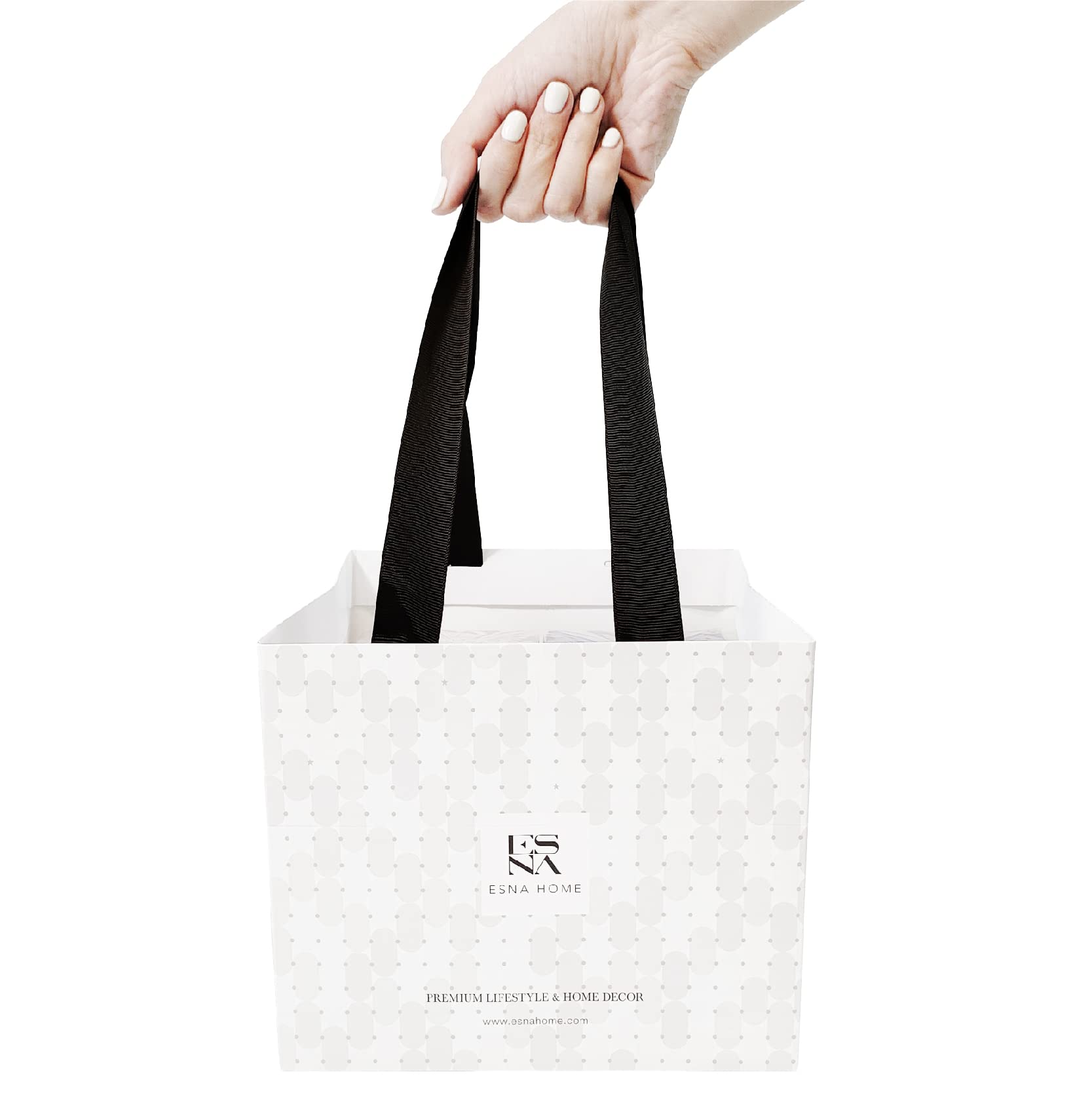 Premium Gift Bags with Fabric Ribbon Handles - Elegant Designer Shopping Bags for Birthday, Housewarming & Party Favors (7.8 x 6.9 Inches) - Perfect for Wedding, Baby Shower & Holiday Gift Wrapping