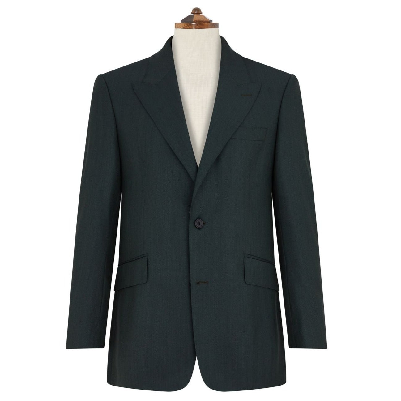 Kenwood Dark Green Herringbone Wool Suit for Men - Classic Business & Formal Attire - Perfect for Weddings, Office & Special Occasions