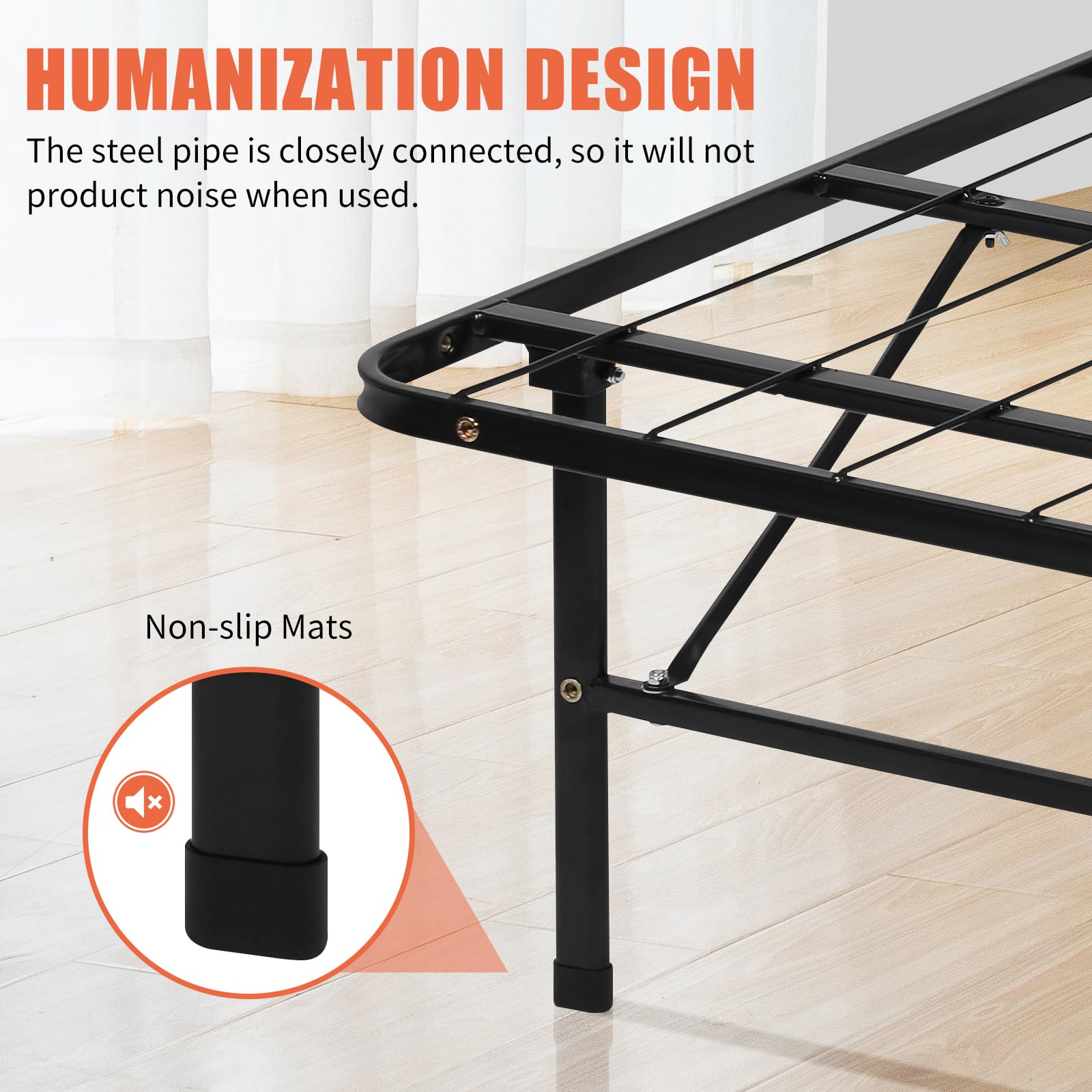BLKMTY Twin Size Foldable Metal Platform Bed Frame - Heavy Duty Steel Slat Support for Mattress, No Box Spring Needed, Noise Free, Holds Up to 500lbs - Black | Perfect for Small Spaces, Guest Rooms & Dormitories