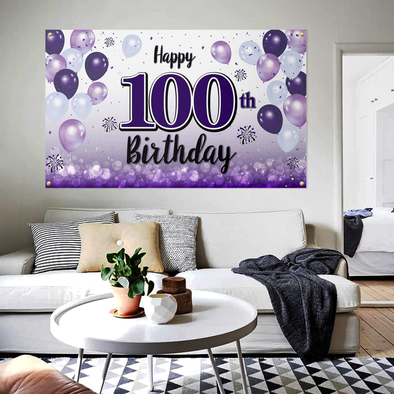 100th Birthday Party Decorations - Purple Balloon Banner, Backdrop Sign & Supplies for 100 Years Old Celebration | Perfect for Milestone Birthday Parties, Family Gatherings & Photo Backdrops
