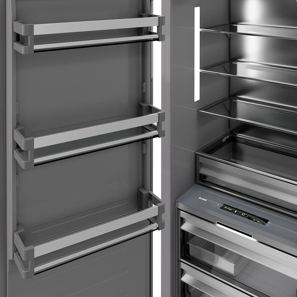 ZLINE 18 Inch 8.6 Cubic Feet Panel Ready Left Hinge Column Freezer with Graphite Gray Interior - RBCFVL 18 - Perfect for Home Kitchens, Restaurants, and Commercial Use