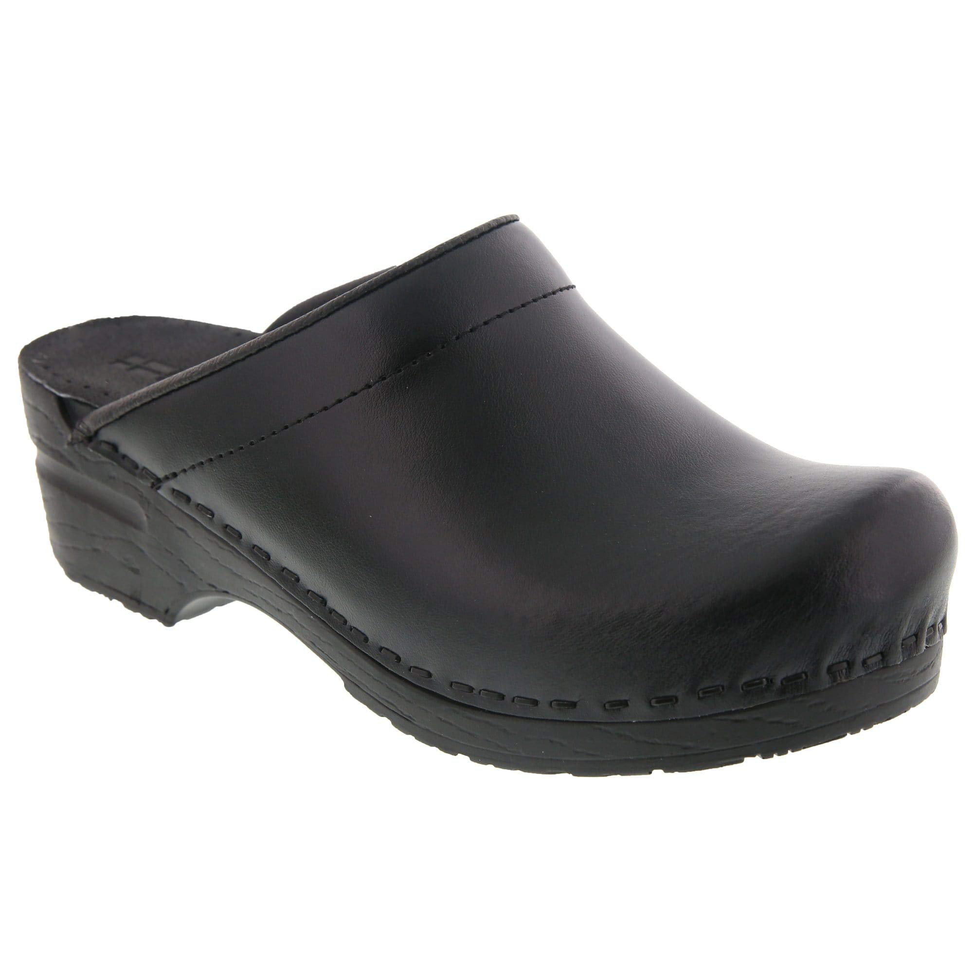 Bjork Women's Open Back Leather Clogs - Comfortable PU Slip-On Shoes for Casual Wear, Home & Office