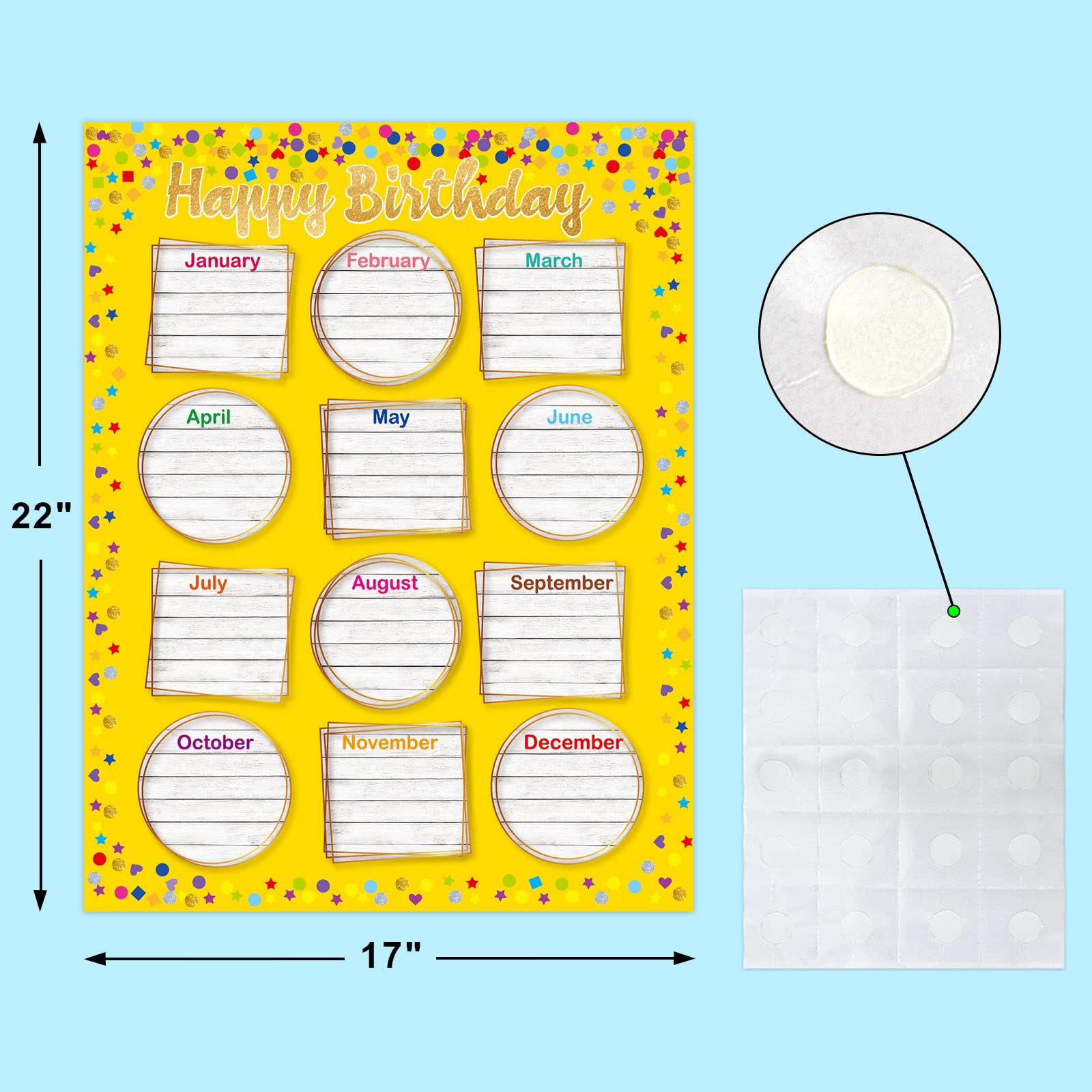 Happy Birthday Chart Posters 2 Pack - 17x22 Inch Classroom Bulletin Board Decor - Ceiba Tree Themed - Perfect for School Parties & Birthday Celebrations