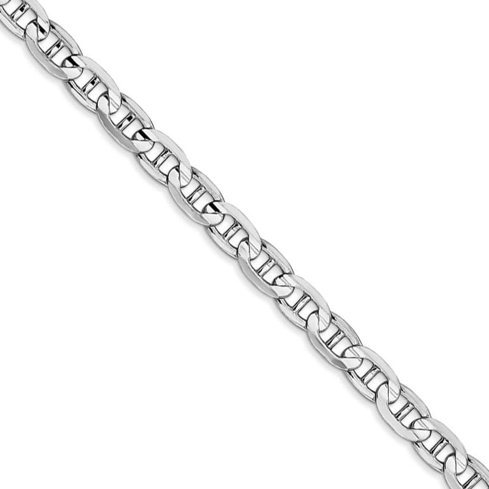 The Black Bow 4.4mm 14k White Gold Solid Concave Anchor Chain Necklace - Perfect for Elegant Evening Wear and Special Occasions
