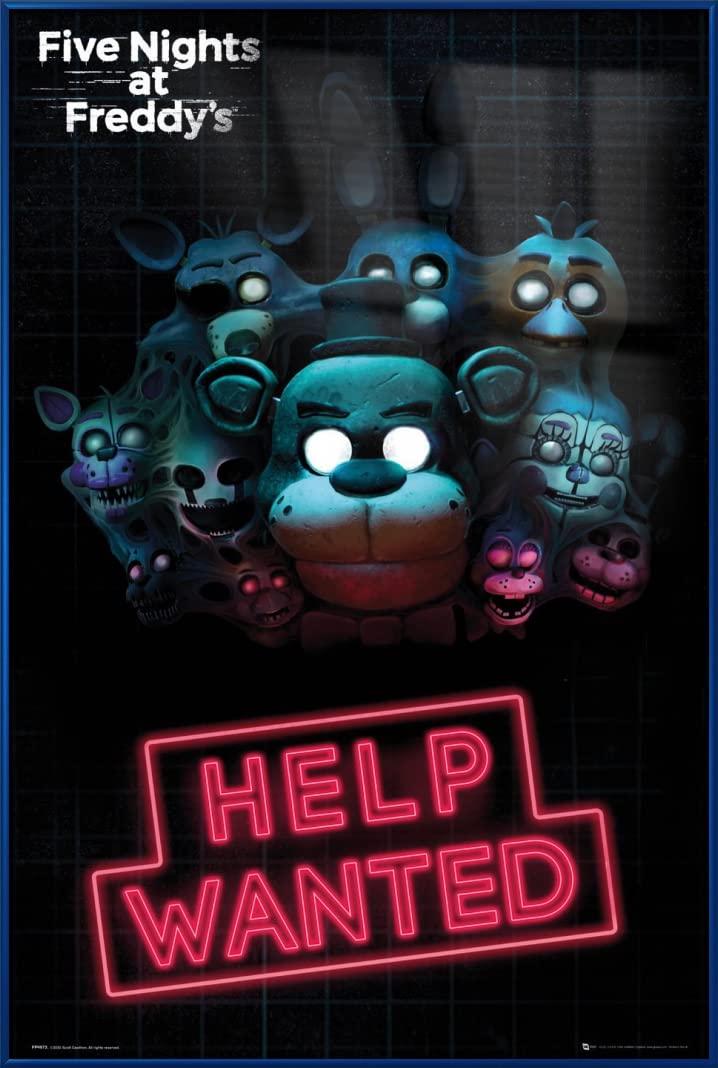 Five Nights At Freddy's Help Wanted Framed Gaming Poster 24x36 Inches - Horror Game Wall Art for Bedroom, Game Room & Office Decor