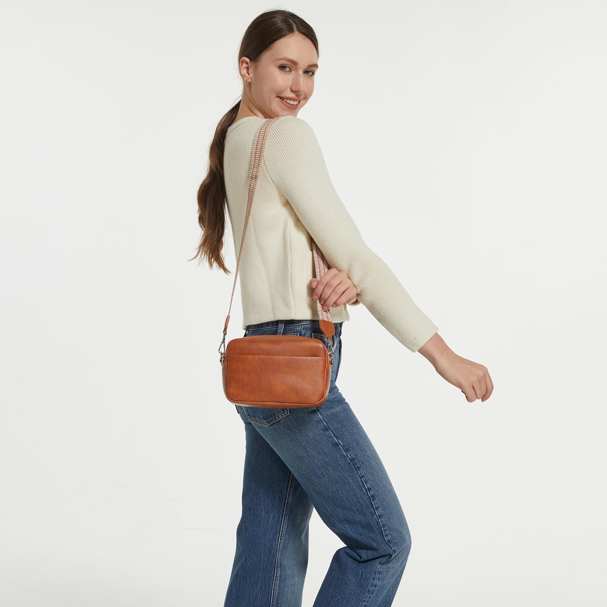 Stylish Small Crossbody Bag with Adjustable Wide Guitar Strap - Camera Purse Shoulder Handbag Satchel for Women - Perfect for Travel, Concerts & Everyday Use