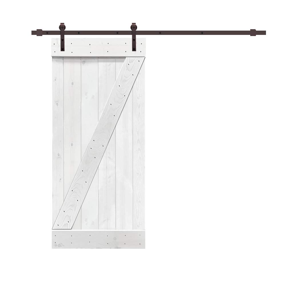 TMS Z Bar Solid Knotty Pine Wood Interior Sliding Barn Door with Hardware Kit - 84