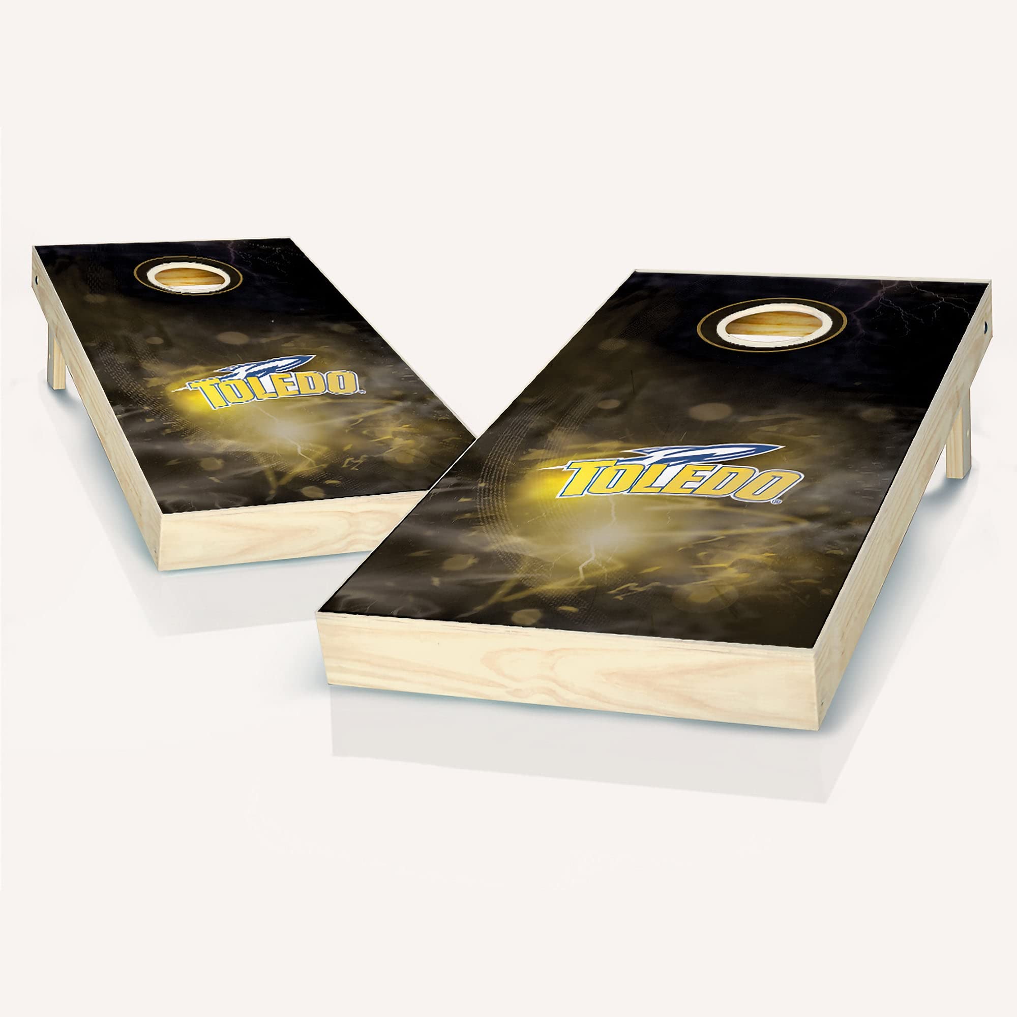 Premium Toledo Smoke Cornhole Game Set - 2 Wooden Boards & 8 Bean Bags for Outdoor Parties, Tailgating, and Backyard Fun - Complete Cornhole Set with Carrying Case
