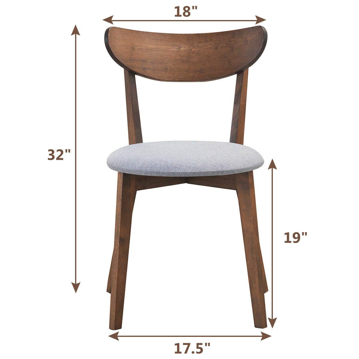 Mid-Century Modern Dining Chairs - Set of 2 Upholstered Ergonomic Side Chairs with Curved Back & Solid Wood Legs for Kitchen, Dining Room, Living Room - Perfect for Home Decor, Entertaining Guests & Comfortable Seating