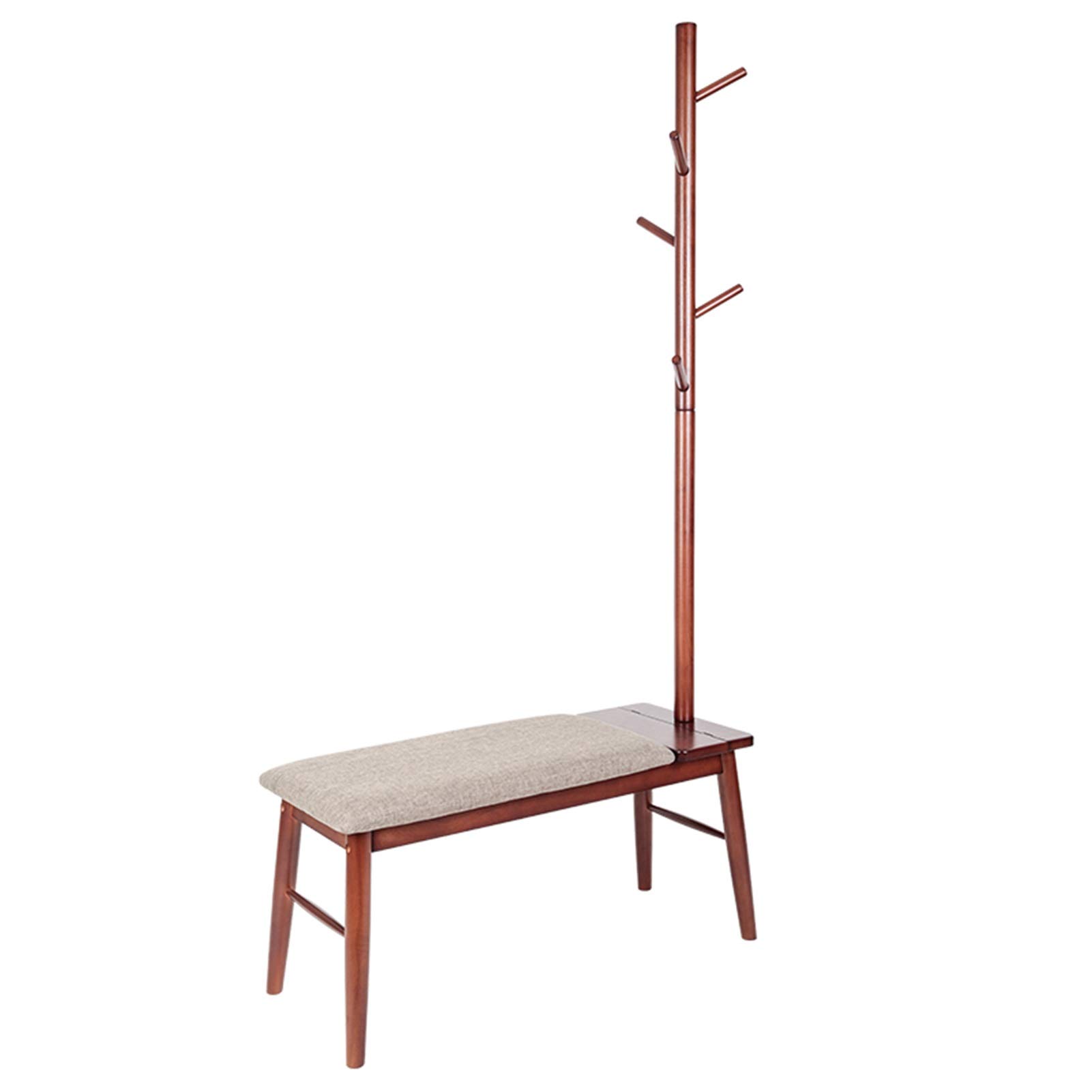 Wooden Coat Rack with Bench - Heavy Duty Entryway Storage for Clothes, Hats & Shoes | Perfect for Hallway, Bedroom & Office