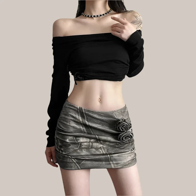 3D Floral Appliques Mini Skirts for Women - Sexy Micro Skirt Y2K Harajuku Fashion Streetwear | Perfect for Parties, Clubbing, and Summer Outfits