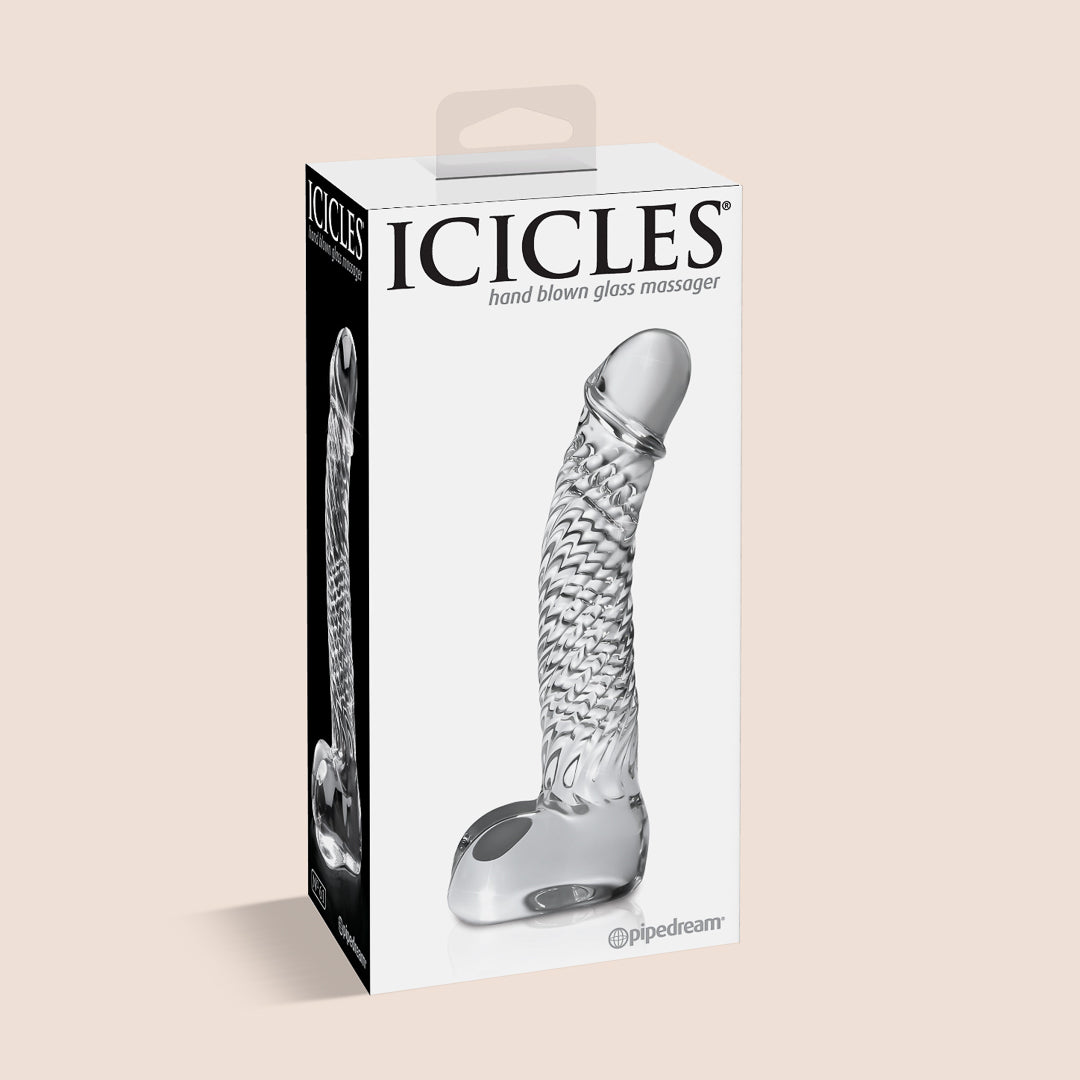 Icicles No. 61 Glass Dildo - Premium Handmade Glass Adult Toy for Women & Couples - Perfect for Sensual Play, Temperature Play & G-Spot Stimulation