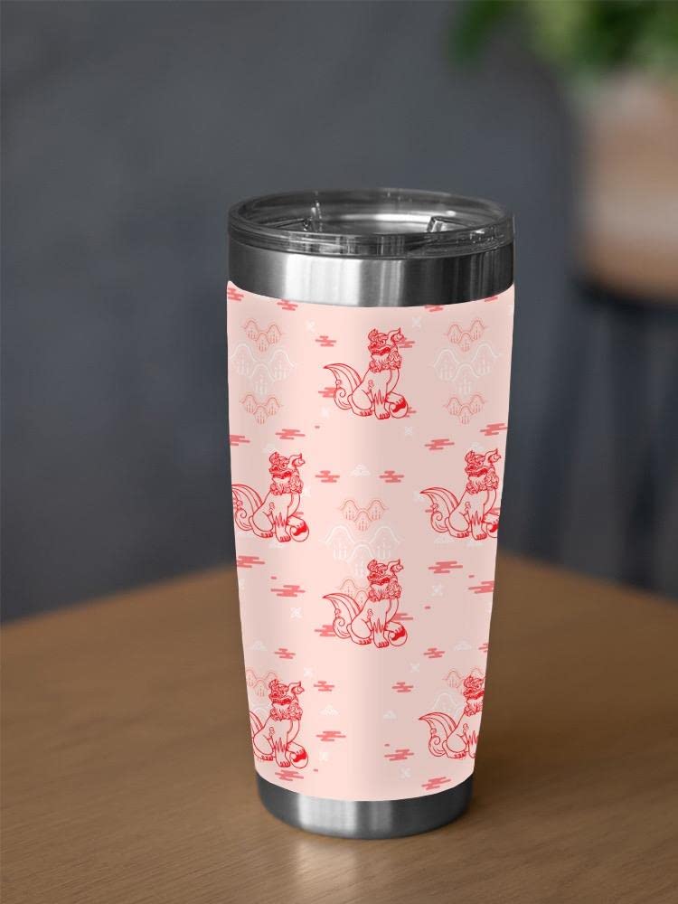 Foo Dog Guardian Tumbler - 20oz Stainless Steel Insulated Travel Mug with Lid - Chinese Guardian Lion Design - Perfect for Coffee, Tea & Hot/Cold Drinks at Home, Office or Gym