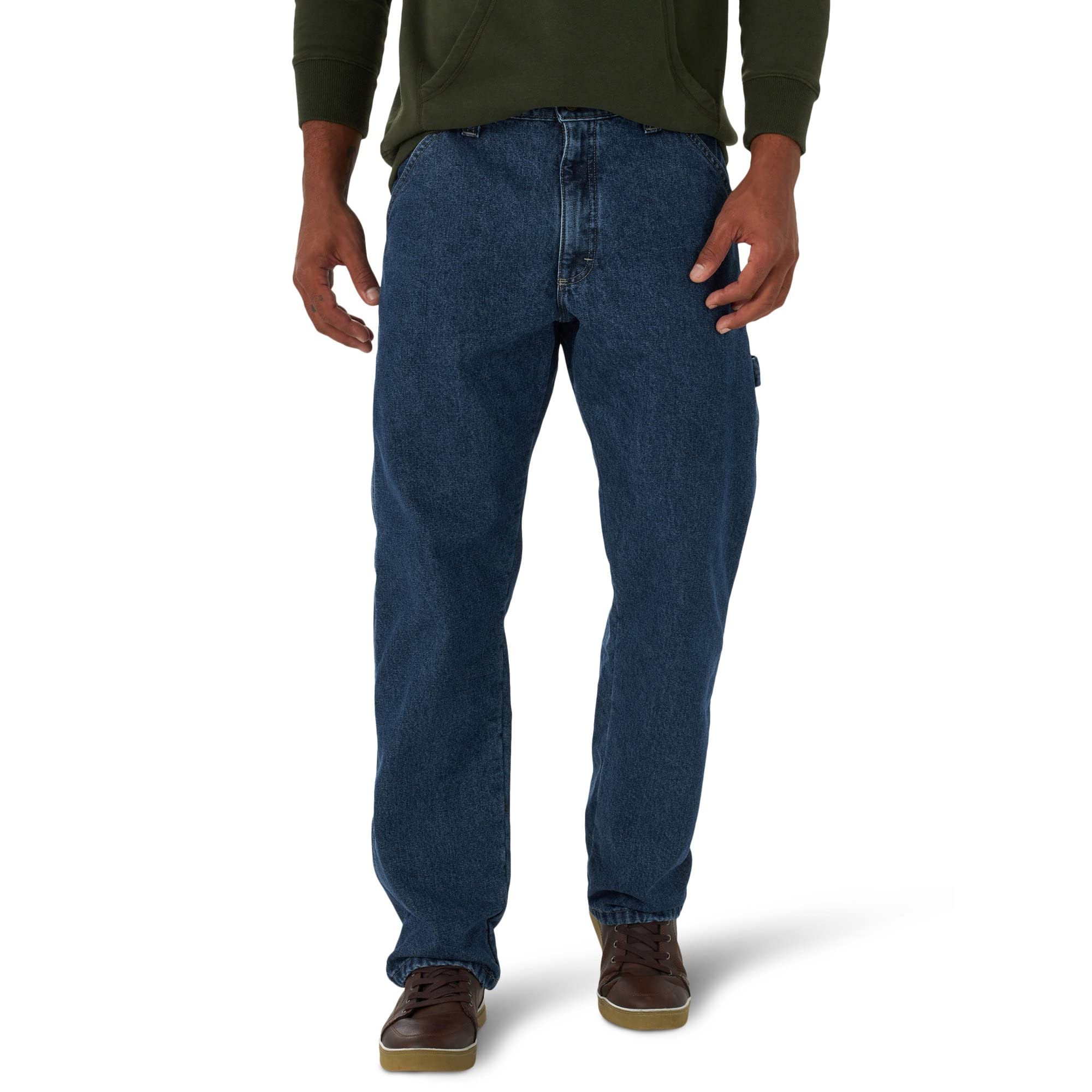 Men's Fleece Lined Cargo Jeans - Winter Work Pants with Warm Lining, Durable & Comfortable for Outdoor Activities, Hiking, and Cold Weather Workwear