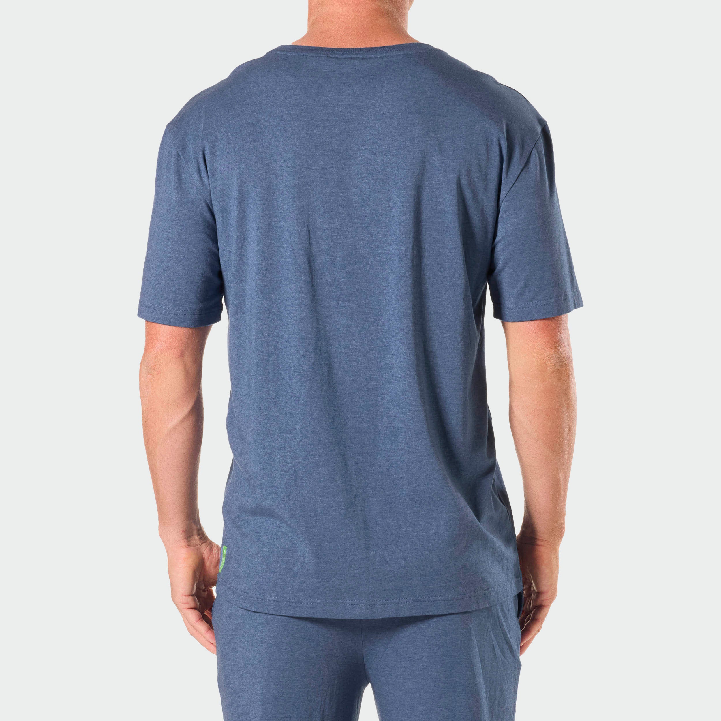 Men's Soft Bamboo Crew Neck Sleep Tee - Breathable Comfort Pajama Shirt for Nightwear & Lounge Wear - Blue Marle