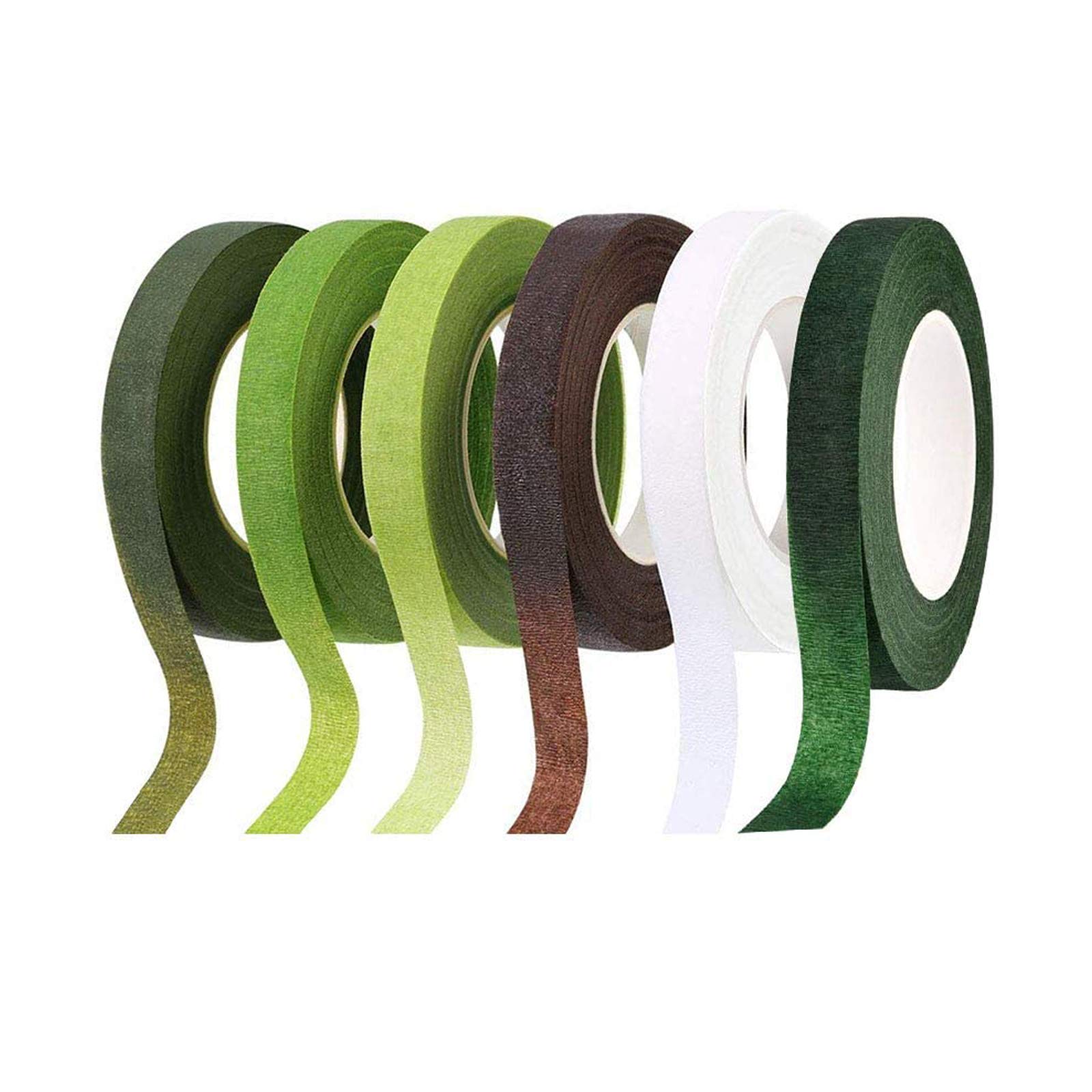 QincLing Floral Tape - 6 Rolls Dark Green Flower Stem Wrap Tape, 90 Feet per Roll, Waterproof & Sticky Bouquet Tape for DIY Wedding, Floral Arrangements & Crafts (6-Pack Multicolor) - Perfect for Fresh & Artificial Flowers, Bridal Bouquets & Gift Wrapping