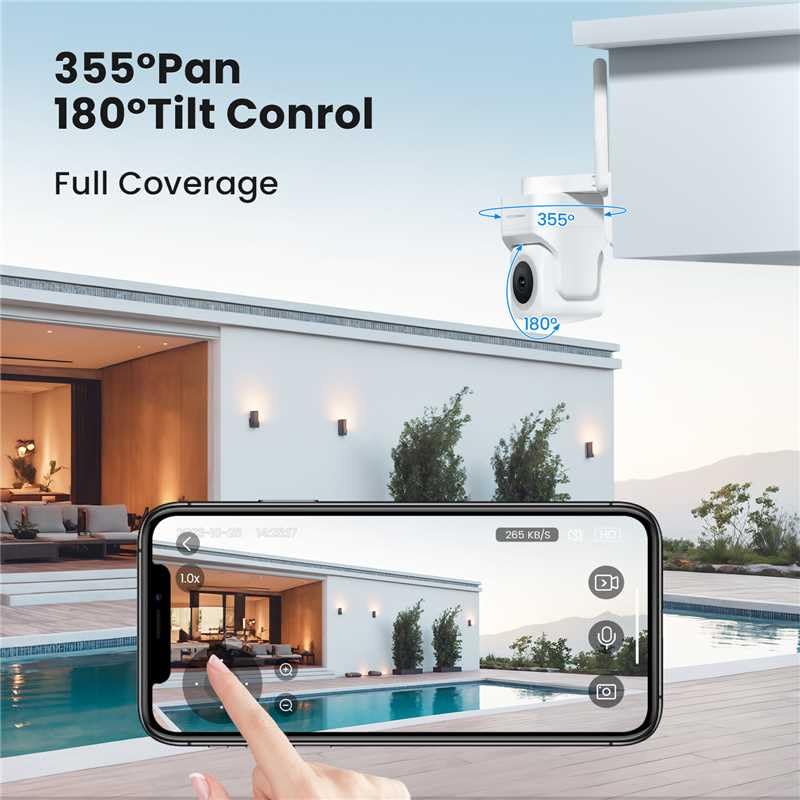 Veezoom 4MP/2K Outdoor Security Camera with 360° View, 2.4G/5GHz WiFi, Wired Plug-in Power, Motion Tracking, Two-Way Talk & Spotlight Color Night Vision - 24/7 Home Security Surveillance for Front Door, Backyard & Garage
