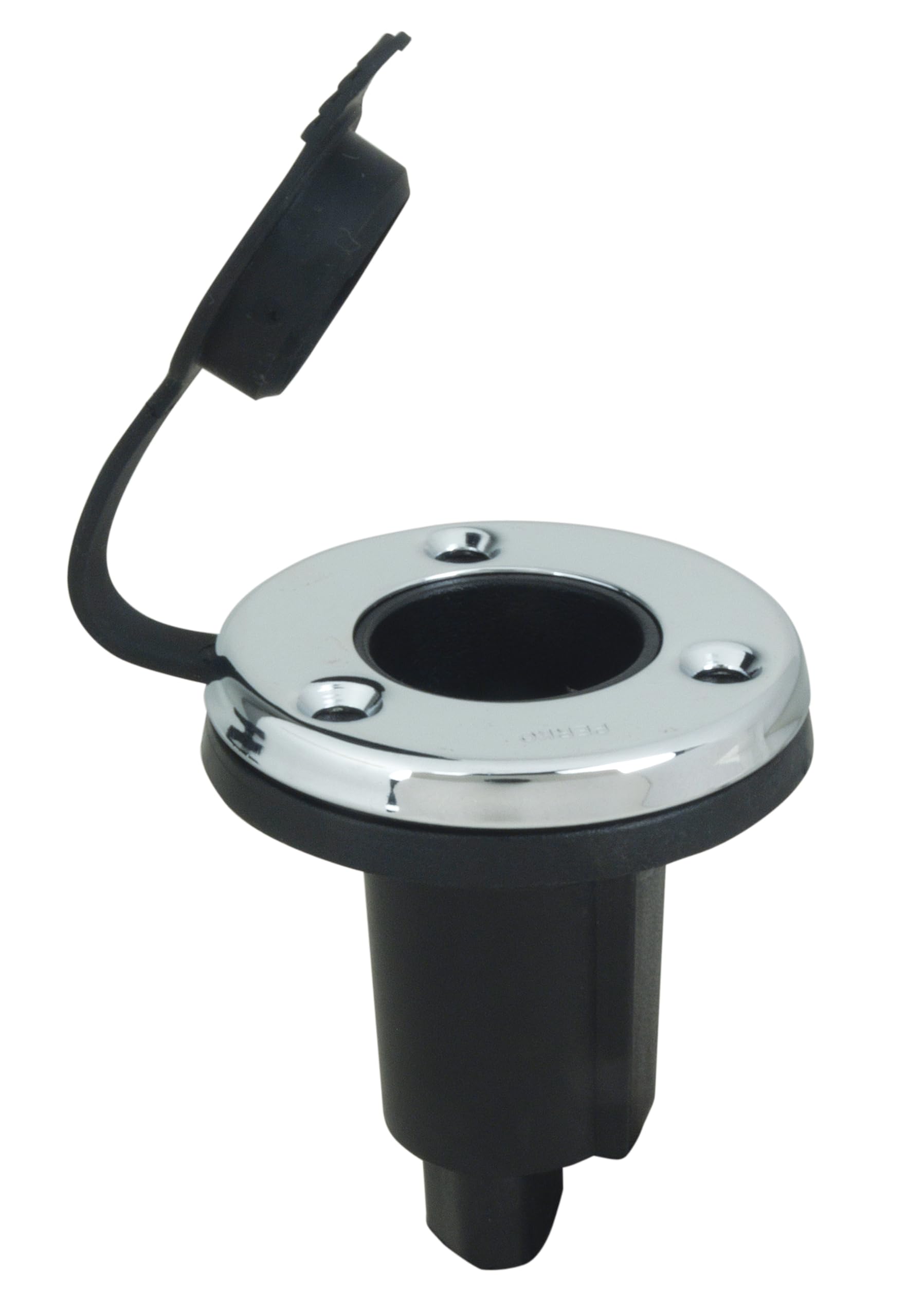 Perko 104530SDP 3-Pin Black Stainless Steel Marine Electrical Plug - Perfect for Boat, RV & Outdoor Power Connections