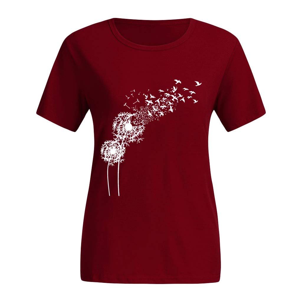 Women's Summer Short Sleeve T-Shirt - Leaf Print Casual O-Neck Blouse Top | Perfect for Beach Outings, Casual Wear & Summer Vacations
