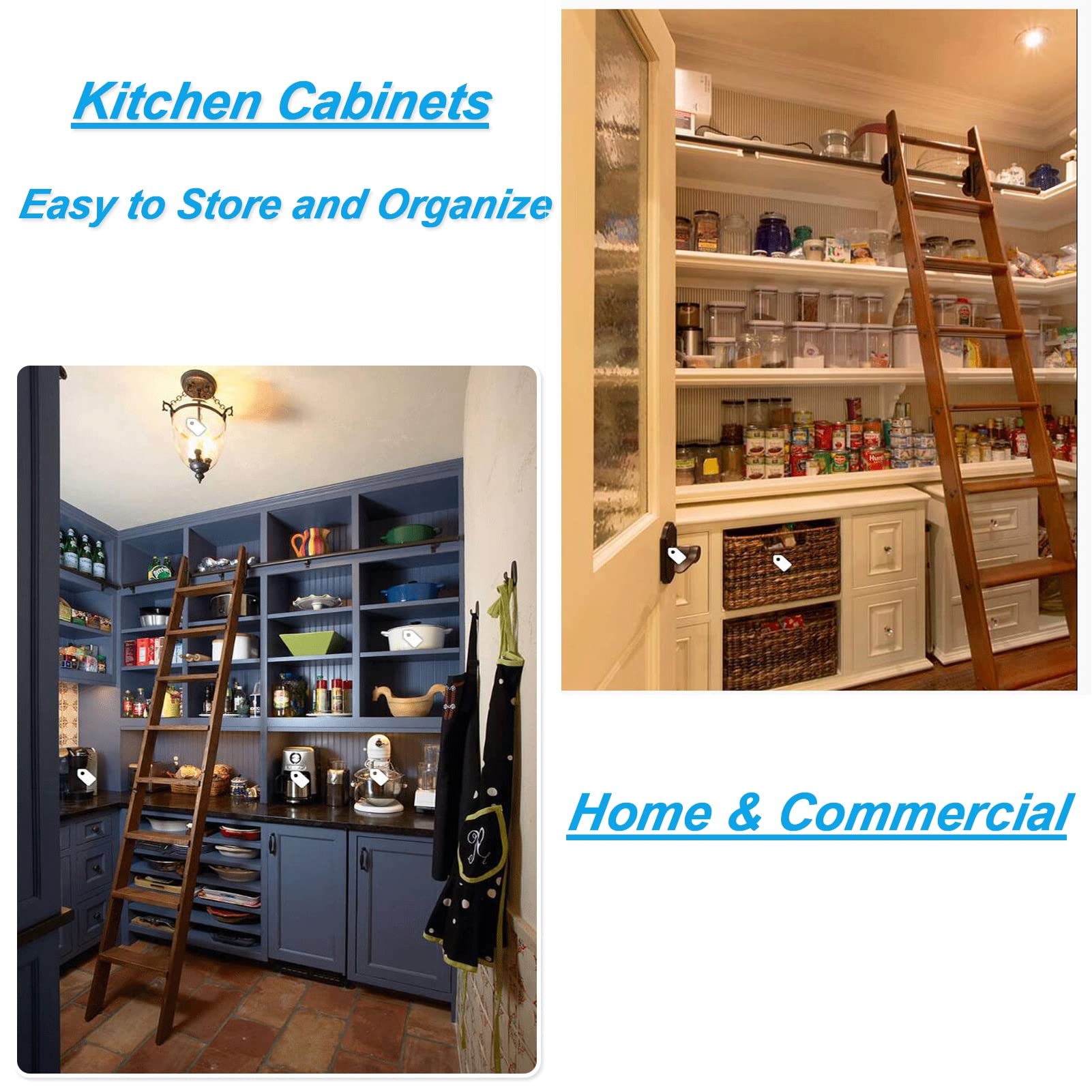 Sliding Barn Door Hardware Kit - Rolling Ladder Rail System for Library Bars, Closet Rods & Round Steel Tube Guides | Perfect for Home, Office & DIY Projects