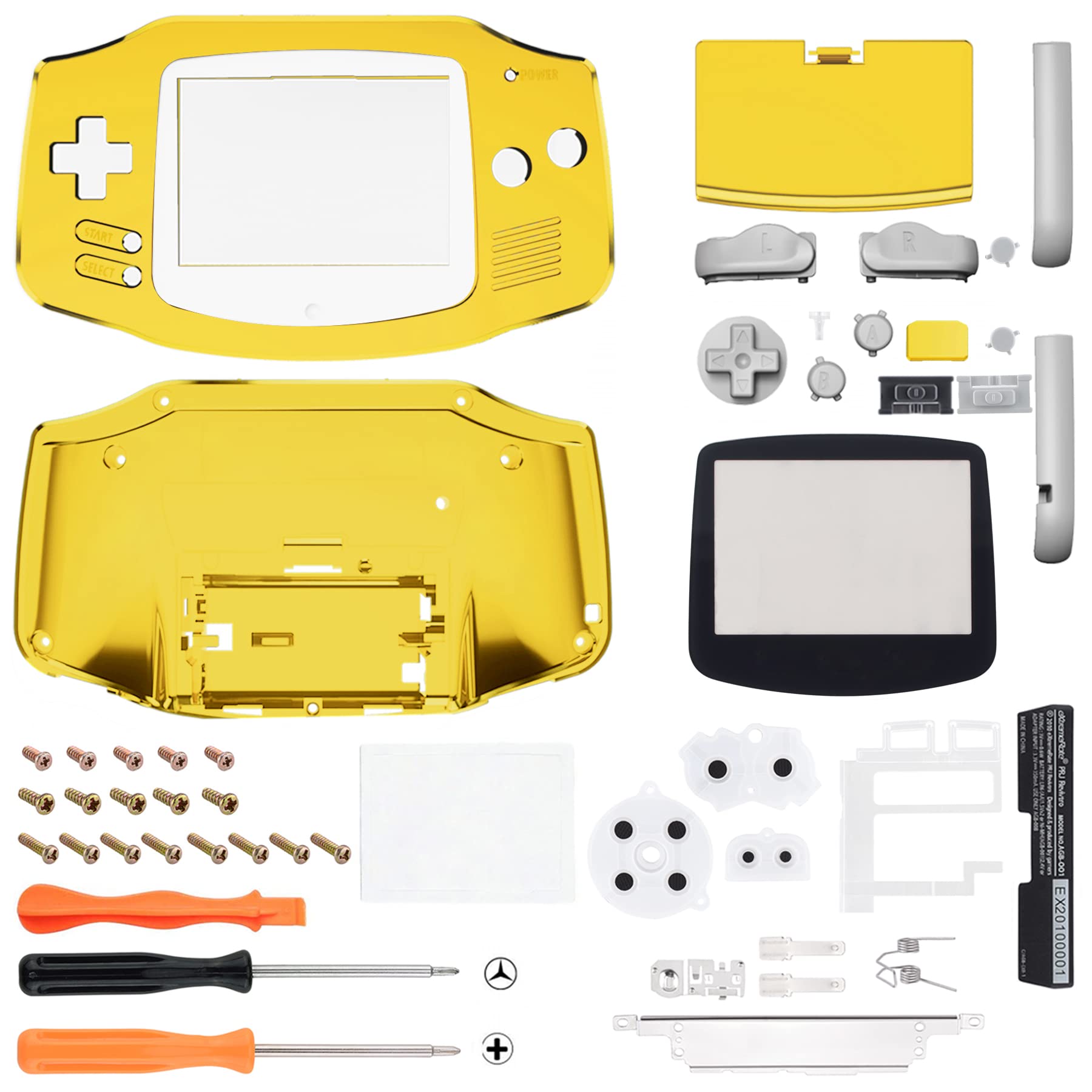 eXtremeRate Replacement Shell with Full Button Cover for Gameboy Advance GBA - Compatible with IPS & LCD Standard (Console & IPS Screen Not Included) - Shiny Chrome Gold - Perfect for Gaming Enthusiasts & Retro Console Collectors