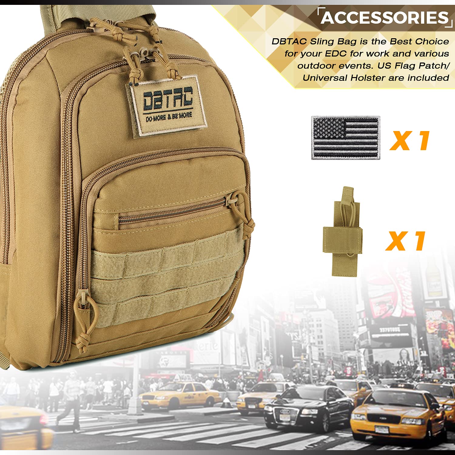 DBTAC Tactical Sling Bag 8L Military Shoulder Chest Pack for Concealed Carry, Range, Travel & Outdoor Sports | Durable Crossbody Bag for Hiking, Camping, Airsoft & Everyday Use