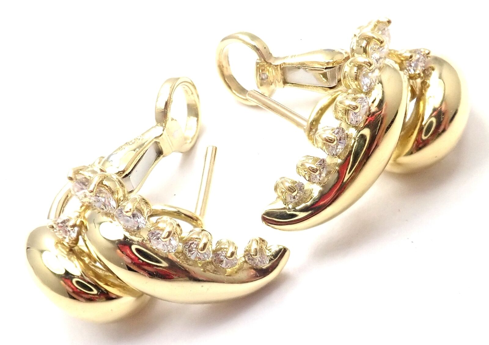 Authentic Tiffany & Co 18k Yellow Gold Diamond Swirl Earrings - Luxury Jewelry for Women, Perfect for Weddings, Anniversaries & Special Occasions