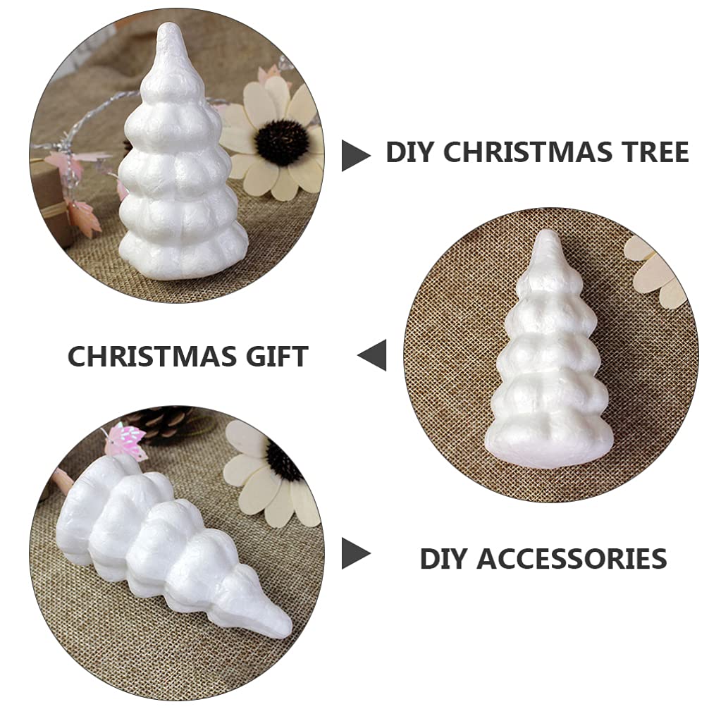 EXCEART 15pcs White Christmas Tree Tower Desk Topper - DIY Wreath Making Supplies, Handmade Tabletop Decorations, Foam Craft Accessories for Holiday Party, Home, Office & Kids DIY Projects