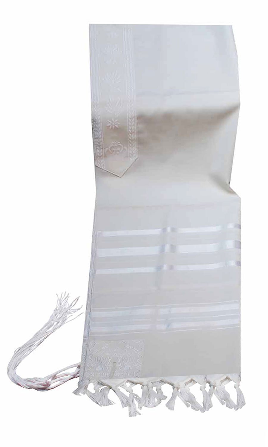 Traditional White Wool Tallit with White Stripes - Perfect for Jewish Prayer, Bar Mitzvah & Synagogue Services
