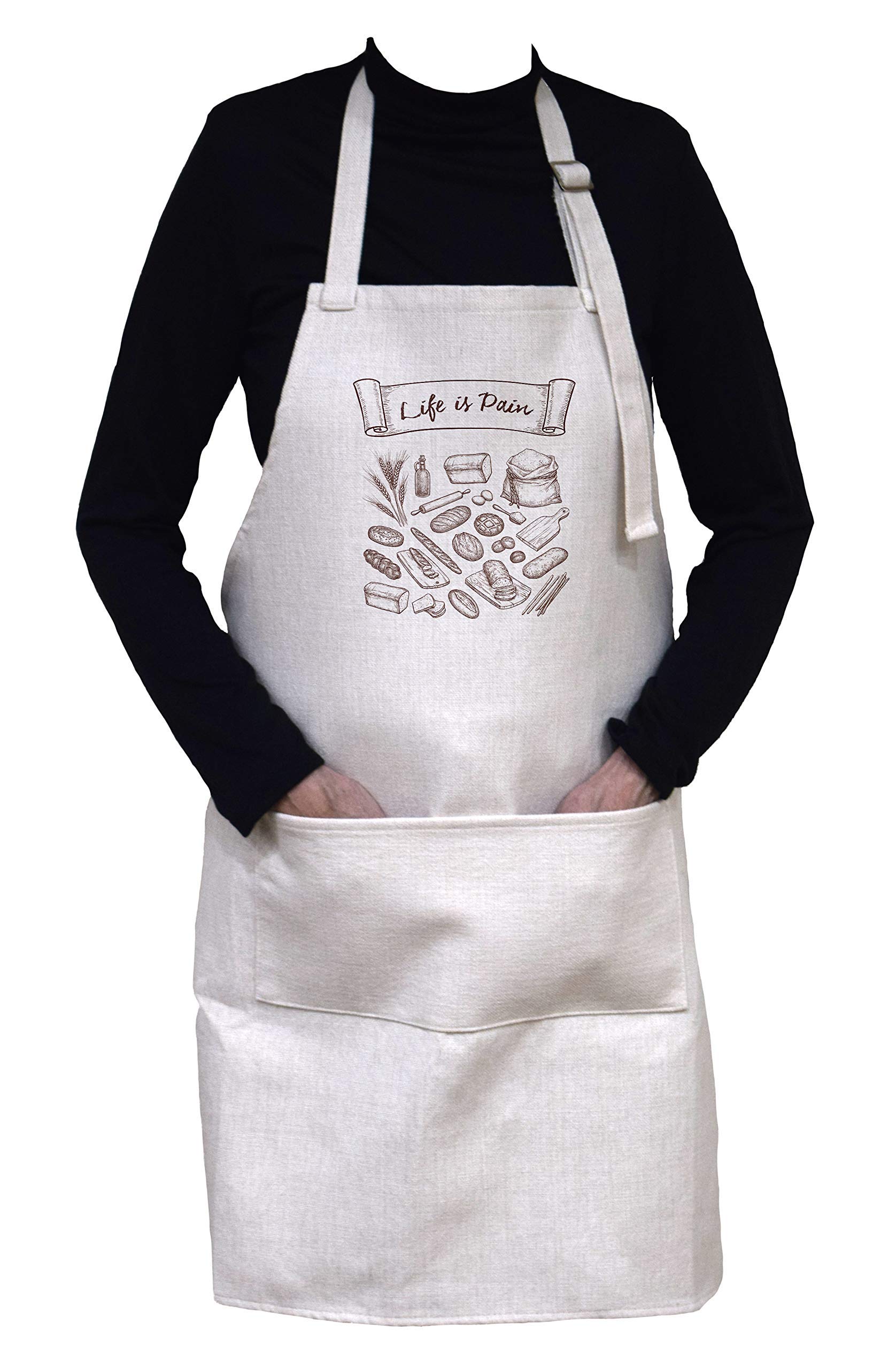 Life Is Pain (Bread in French) Adjustable Apron - Premium Kitchen Apron for Cooking, Baking & BBQ - Perfect Gift for Chefs & Home Cooks