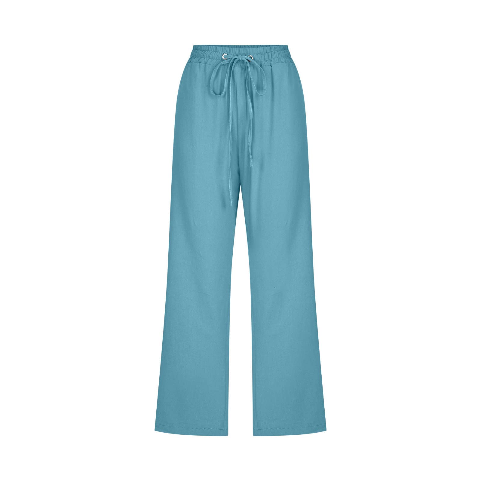 Women's Cotton Linen Capri Pants - Casual Summer Drawstring Elastic Waist Wide Leg Pants with Pockets | Perfect for Beach, Vacation & Everyday Wear