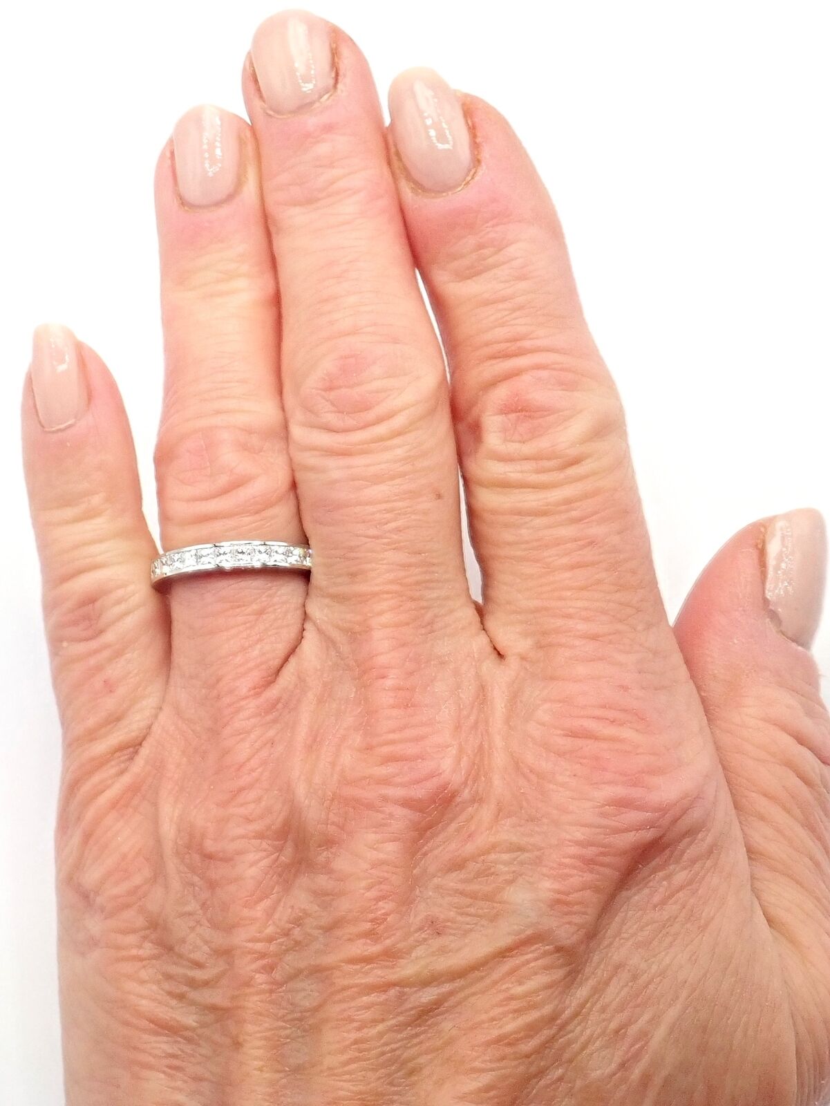 Cartier Platinum Princess Cut Diamond Eternity Wedding Band Ring - Size 53 (US 6.75) - Luxury Jewelry for Anniversary, Engagement & Special Occasions