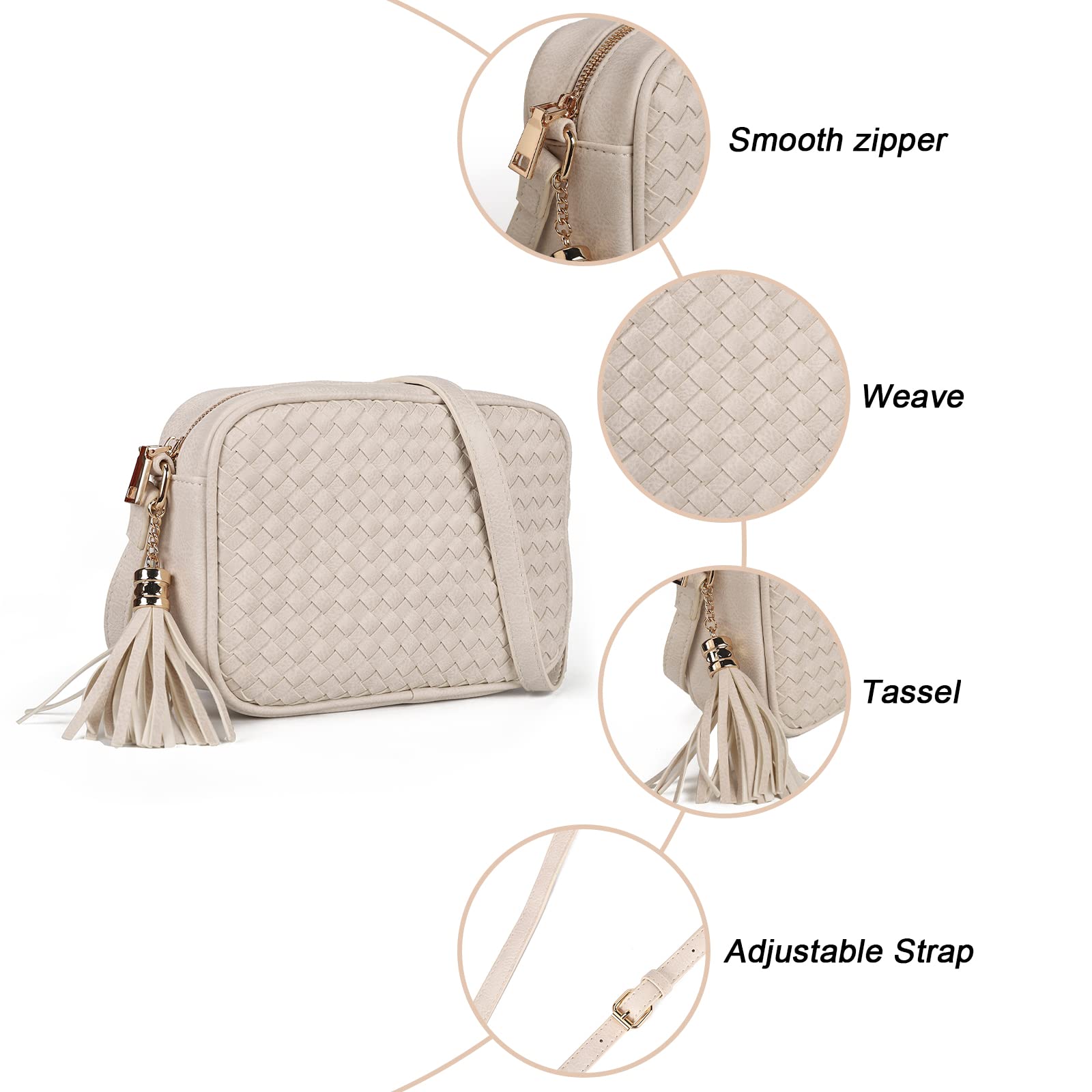 Gladdon Women's Crossbody Bag - Woven Leather Shoulder Purse with Multiple Pockets, Waterproof Messenger Handbag for Daily Use, Travel & Shopping