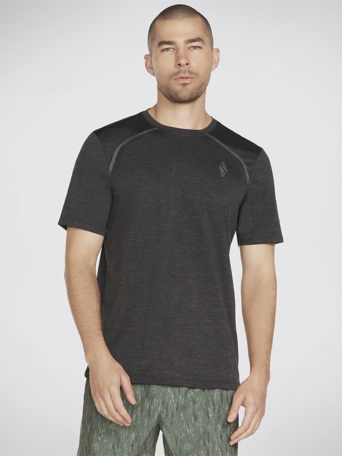 Skechers On the Road Men's Comfort Fit T-Shirt (M2TS209) - Black & Charcoal for Casual Wear, Travel & Everyday Use