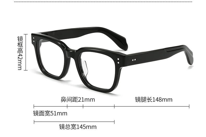 Stylish Black Unisex Square Acetate Eyeglasses - Full Rim Thick Frame for Men & Women (Model 91477) | Perfect for Reading, Work & Fashion Accessories