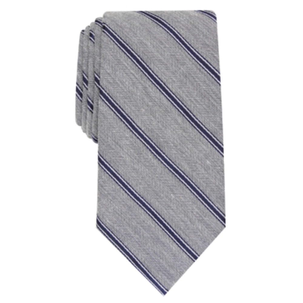 Club Room Men's Battalion Silk Blend Striped Neck Tie - Gray - Regular Size | Perfect for Business Meetings, Weddings & Formal Occasions