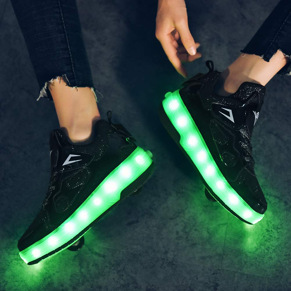 Ylllu Kids LED USB Rechargeable Roller Skate Shoes with Light Up Wheels - Adjustable Light Up Sneakers for Boys & Girls - Perfect for Indoor & Outdoor Play, Birthday Gifts, and Night Skating Fun