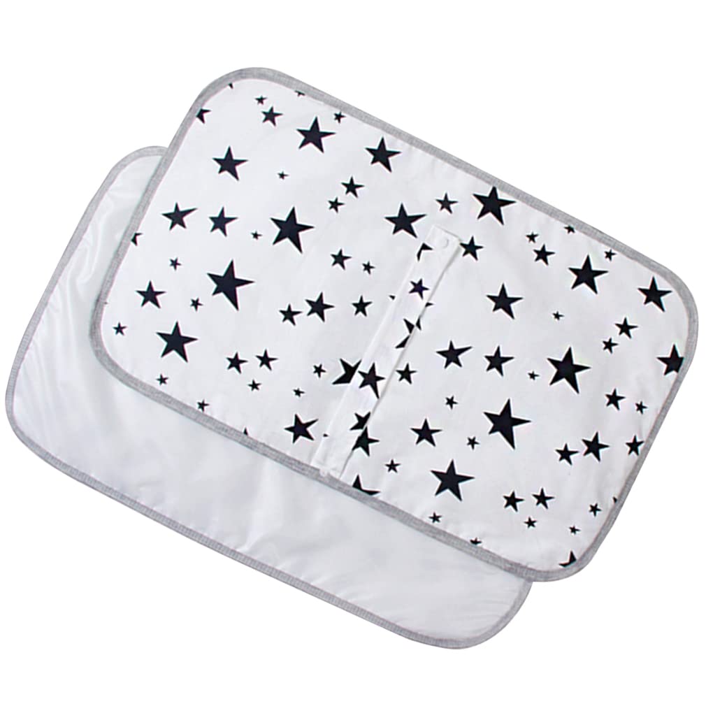 **IOIUSKKU Waterproof Baby Travel Pad - Foldable Washable Changing Mat for Infants & Toddlers, Reusable Cartoon Cotton Bed Pad, Game Floor Mats - Black Star Design (Perfect for Diaper Changes, Travel, Playtime & Nursery)**