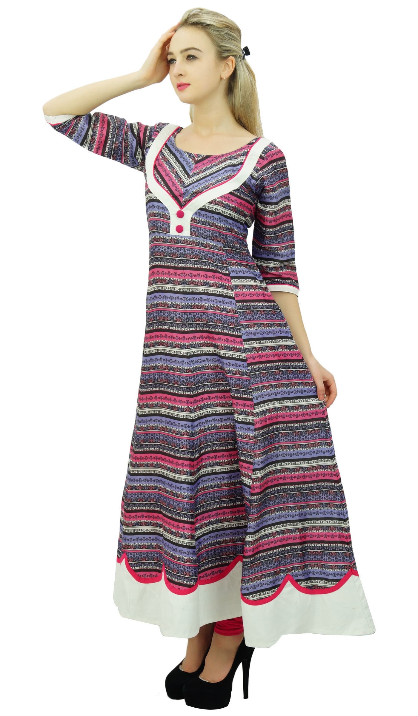 Stylish Women's Printed Double Layer Anarkali Kurti - Traditional Indian Ethnic Dress for Parties, Weddings & Festive Occasions