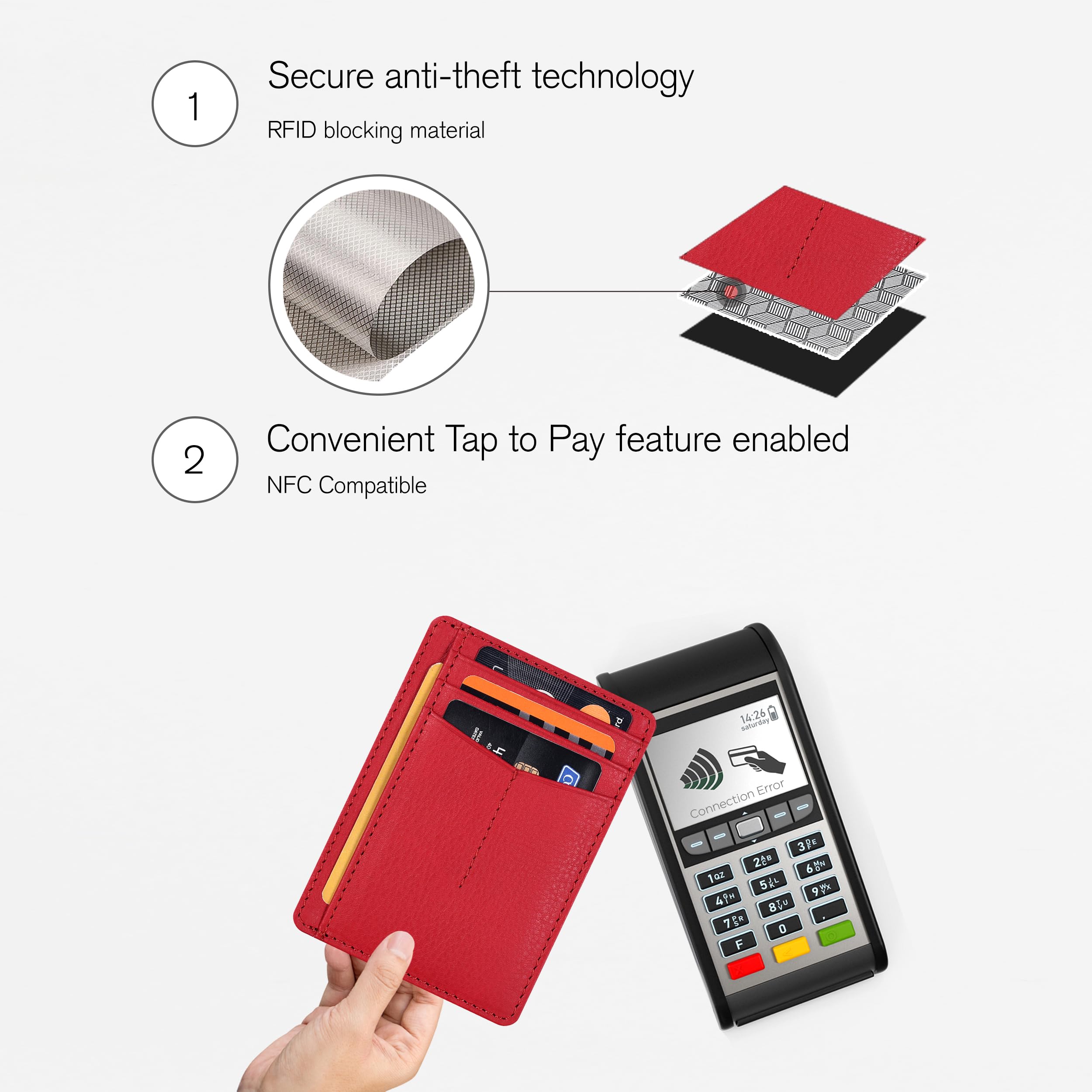 Slim RFID Blocking Leather Wallet for Men & Women - Minimalist Front Pocket Card Holder with Money Clip | Perfect for Travel, Everyday Carry & Gift Giving