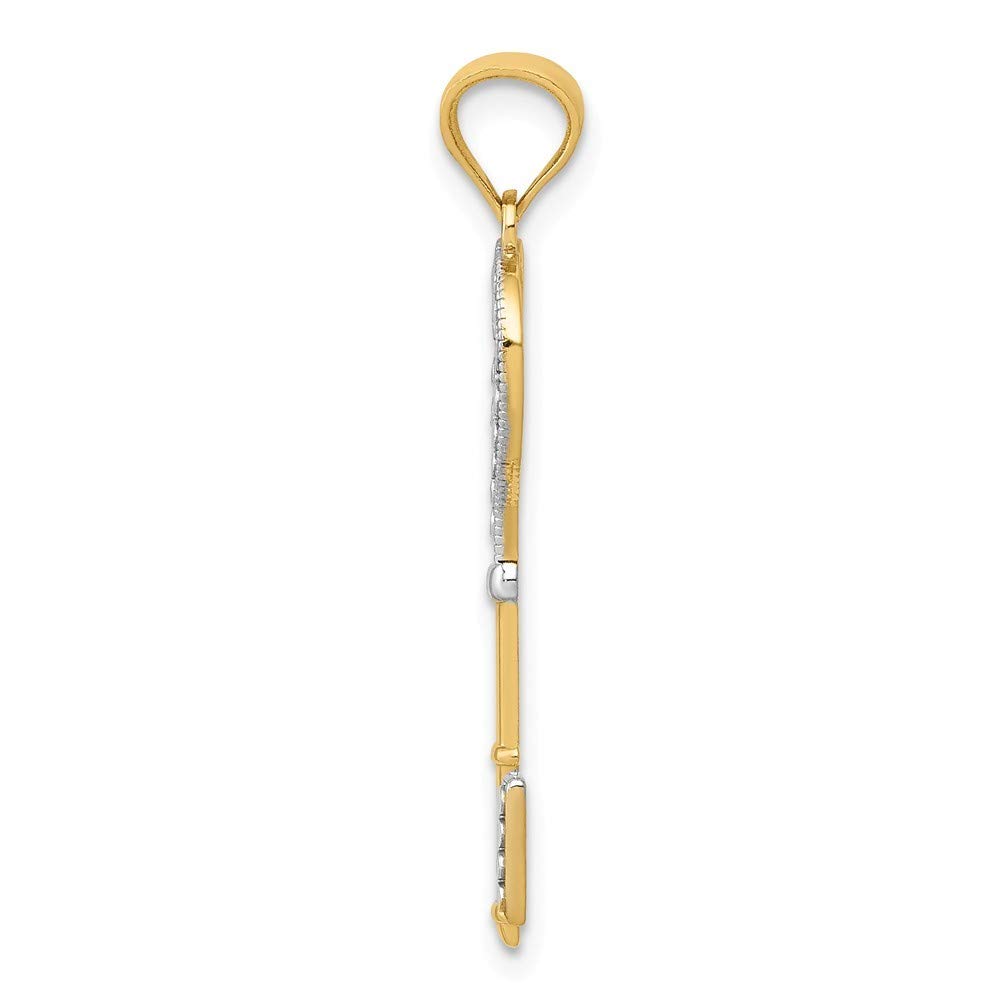 14K Yellow Gold & Rhodium Heart Key Pendant Necklace - Roy Rose Jewelry | Elegant Gift for Valentine's Day, Anniversary & Special Occasions