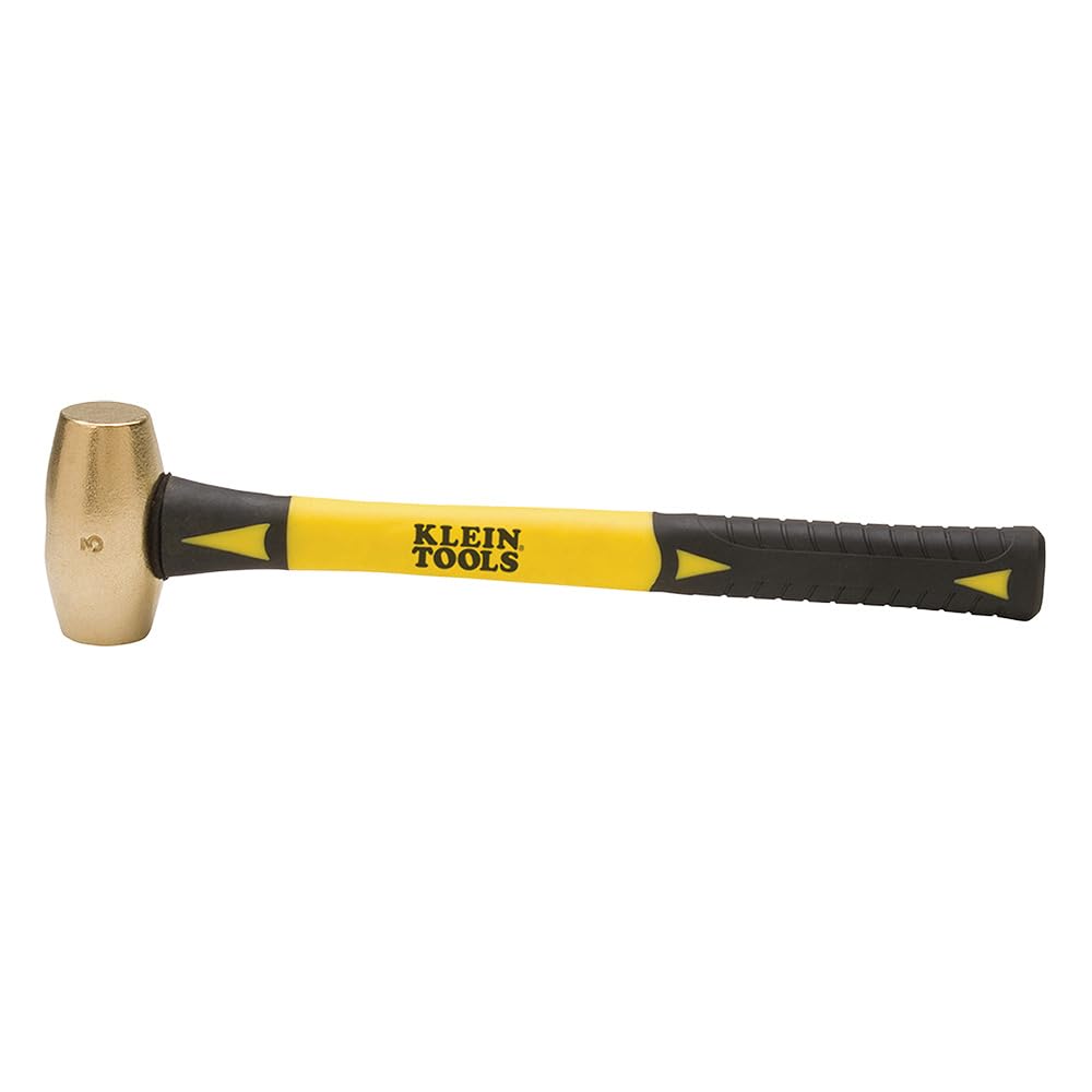 Klein Tools 819-03 Non-Sparking Hammer - 3-Pound Safety Hammer for Explosive Environments | Ideal for Oil Refineries, Chemical Plants & Hazardous Work Areas