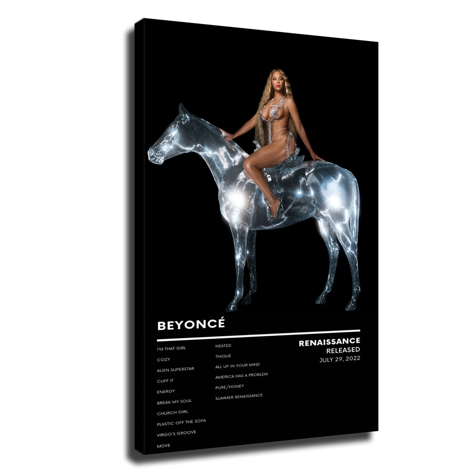 Beyoncé Renaissance Album Poster - Framed Music Canvas Wall Art (8x12 Inch) - Vintage Print Artwork for Living Room, Bedroom & Office Decor - Perfect Gift for Music Lovers & Home Styling