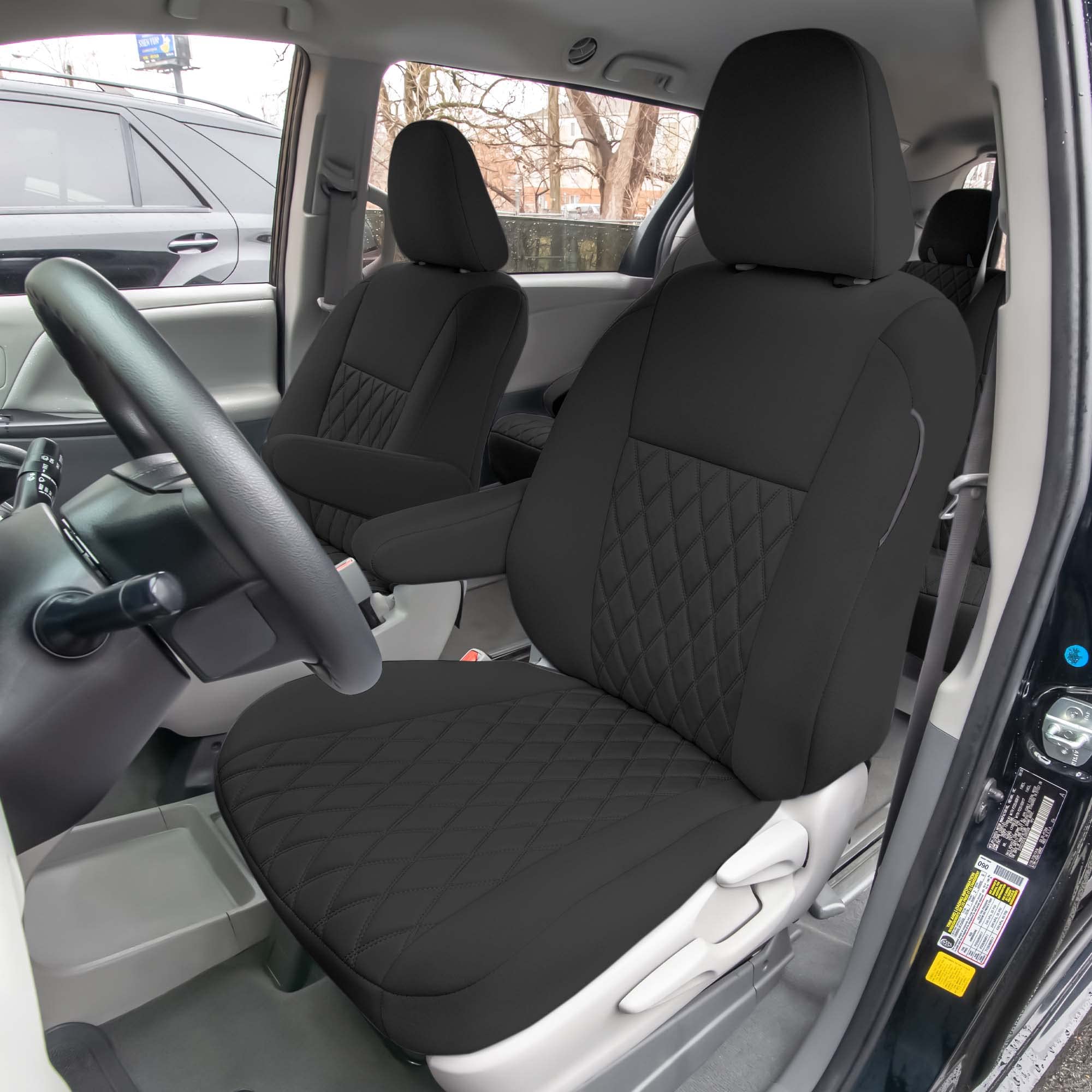 FH Group Custom Fit Neoprene Seat Covers for 2011-2020 Toyota Sienna | Waterproof Neosupreme Automotive Seat Protectors | Front Set Black | Perfect for Family Road Trips & Daily Commute