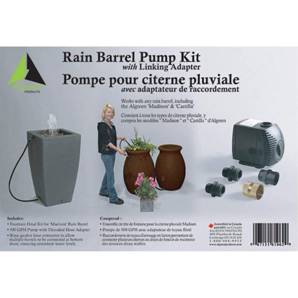 Algreen 500GPH Submersible Water Pump with 80 Gallon Rain Barrel Kit - Outdoor Garden Watering System for Efficient Rainwater Collection & Irrigation | Perfect for Eco-Friendly Lawn Care, Greenhouse Hydration & Sustainable Landscaping