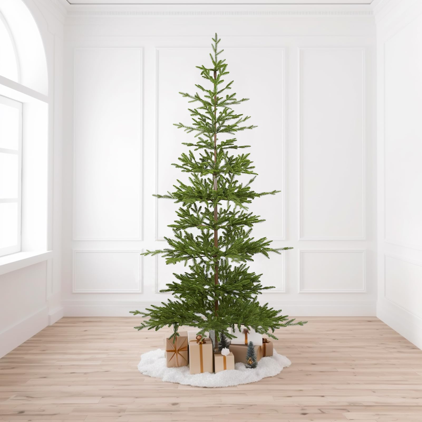 WBHome 7FT Pre-Lit Alpine Fir Artificial Christmas Tree with 300 Clear Lights - Sparse Green Holiday Decor for Living Room, Office & Christmas Party Decoration