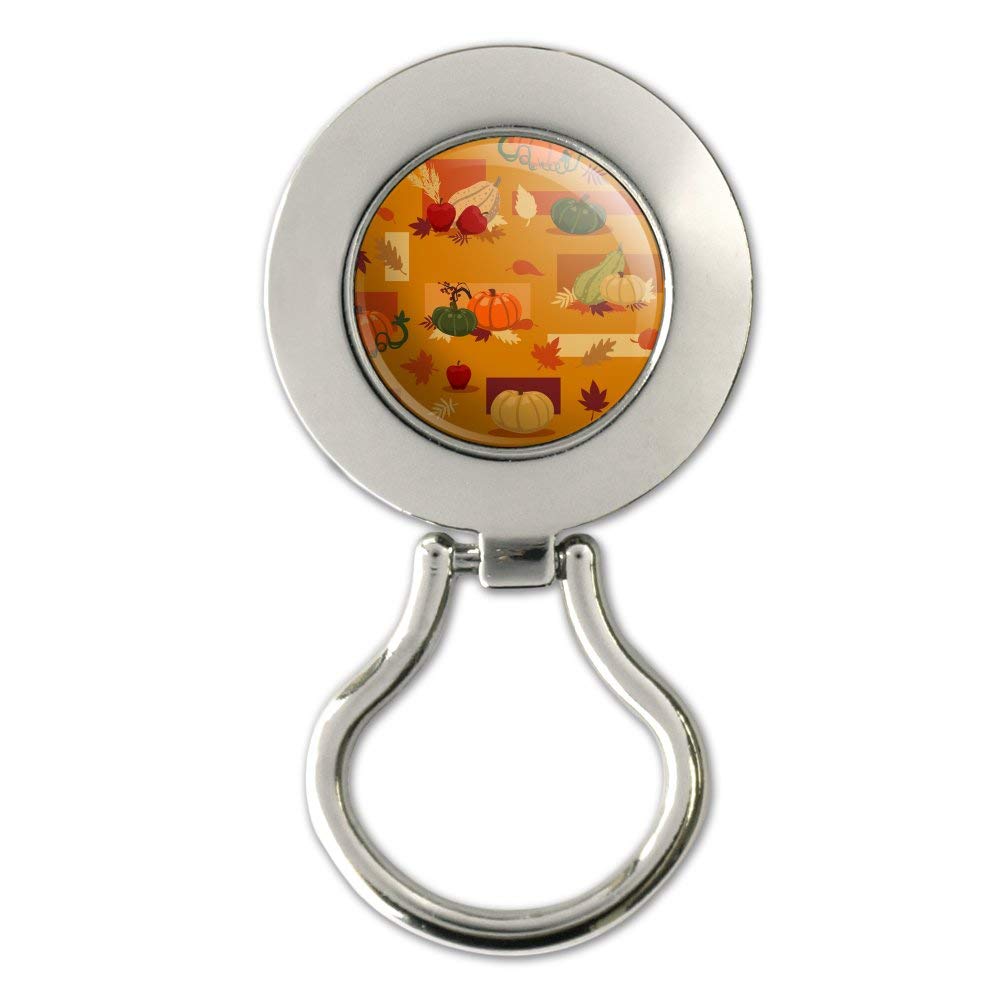 Fall Autumn Harvest Pumpkin & Squash Pattern Magnetic Metal Eyeglass ID Badge Holder - Perfect for Office, School, and Halloween Events