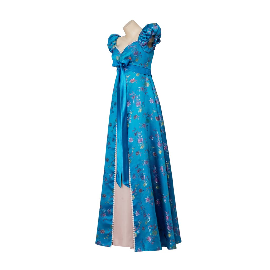 Women's Giselle Blue Floral Dress - Elegant Halloween Princess Costume & Ball Gown for Parties, Cosplay, and Special Occasions | Perfect for Costume Events, Theater Performances, and Photo Shoots